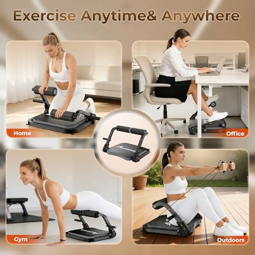 Image of Ab Machine,Sit Up Exercise Equipment& Core Machine,Adjustable Ab Trainer with 3 Resistance Levels and Removable Auxiliary Handle,perfect for home workouts and those looking to lose weight
