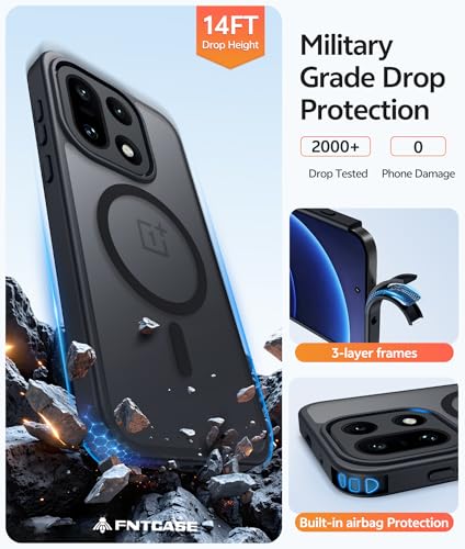 Image of FNTCASE for Oneplus 15 Case: Magnetic Matte Translucent Frosted Slim Shockproof Cell Phone Cover | Durable Screen Protector | Military Grade Protection Drop Proof Protective Cases, 6.78 inches