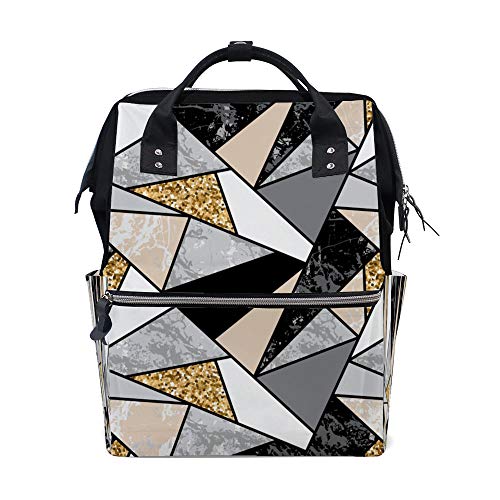 Sac à dos multifonction pour maman haute capacité de 39,9 cm style géométrique