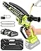 Supstable Mini Chainsaw 6 Inch, Cordless Electric Chainsaw with Auxiliary Handle & Guard, Small Battery Powered Chainsaw with 2 Batteries & Oiler for Women Seniors Garden Pruning, Gift for Fathers Day