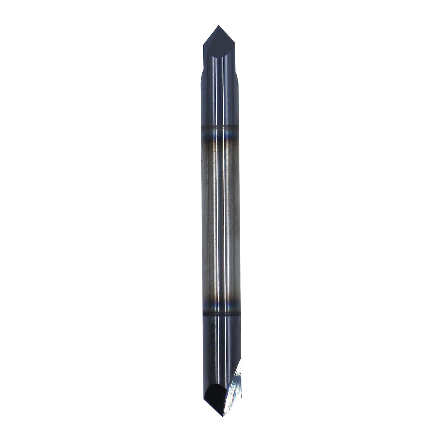 1/4in Solid Carbide End Mill,Chamfer Mill - Double End,2 Flutes, 90° Chamfer Angle,AlTiN Coated Bits Tool for Medium Hardness Steel, Brass, Iron