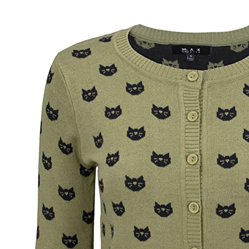 Yemak MK3466-OLV/BLK-M Women'S Knit Cardigan Sweater thumb #1