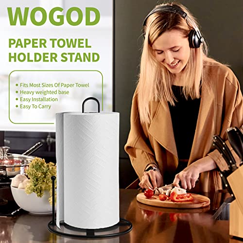 WOGOD Modern Black Countertop Paper Towel Holder #TOP28
