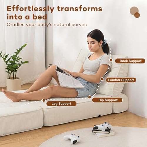 Folding Sofa Bed Sleeper Sofa Chair 3in1 Convertible Sofa Bed Single-White - image 8