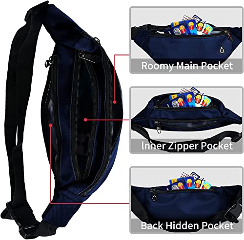 Image of Fanny Packs for Men and Women Water-Repellent Sports Waist Pack Bag | Belt Bag for Travel Hiking Running Walking Hands-free, Lightweight, Adjustable waist belt, Easy Carry Any Phone, Wallet