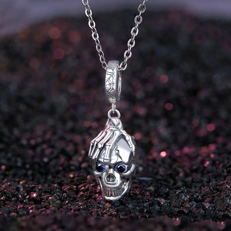 Image of GNOCE Skull Pendant Charm Silver Dangle Charms Bead fit Bracelet /Necklace Jewelry Gift for Women Men