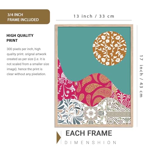 Image of Kalit Kala Decor Paintings for wall decoration with frame | Leaf Nature Paintings for living room, bedroom | Set of 4 (Art 1, Big (13x17 or 13x13))