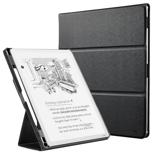 Image of CoBak Case for 11 inch Kindle Scribe 3rd Generation 2025, Kindle Scribe Colorsoft with Two Viewing Angles - All New PU Leather Cover with Auto Sleep Wake, Pen Holder. Black