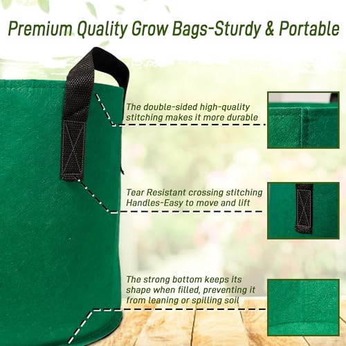 Avalution Sacos de cultivo de plantas de 7 galões, pacote com 7 vasos de tecido colorido, sacos de j
