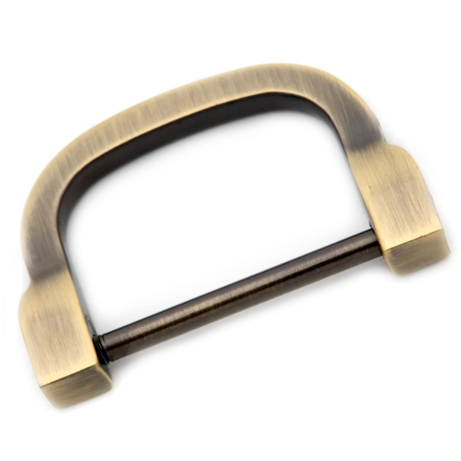 Loosco Horseshoe D-Rings,4 PCS Screw in Shackle D Ring for Purses,Belt Clasps,Leather Craft Accessories,Purse Findings (Brushed Brass,1 1/5