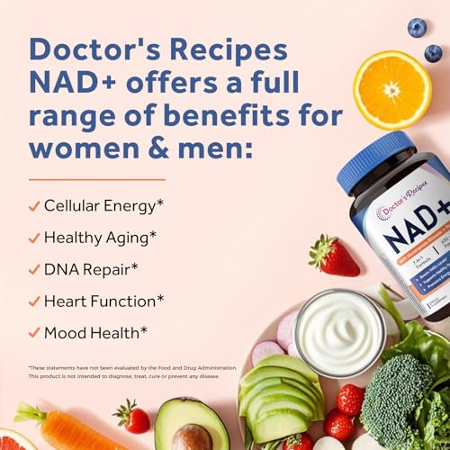 Doctor's Recipes NAD Supplement, Nicotinamide Riboside, Resveratrol, NMN Alternative for Anti-Aging, w/Magnesium Glycinate & L-Tryptophan, 650mg Per Serving, Energy & Mood Boost, 120 Vegan Capsules — view 3