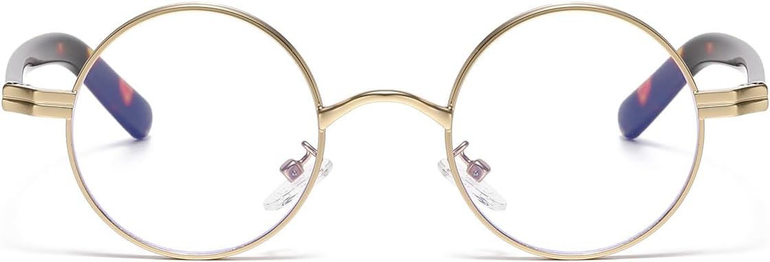 JOVAKIT Retro Round Blue Light Blocking Glasses for Women Men, Vintage Small Circle Metal Frame Fashion Fake Eyeglasses - Image 2