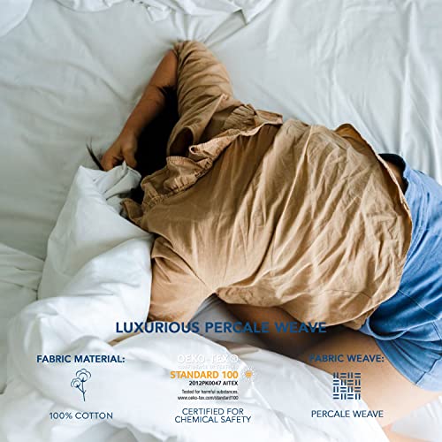 Craftsworth 100% Cotton Percale Fitted Sheet Twin Size White Fitted Sheet Only Cool Crisp Deep Pocket Fitted Sheet Soft Silky Hotel Luxury Quality #TOP2