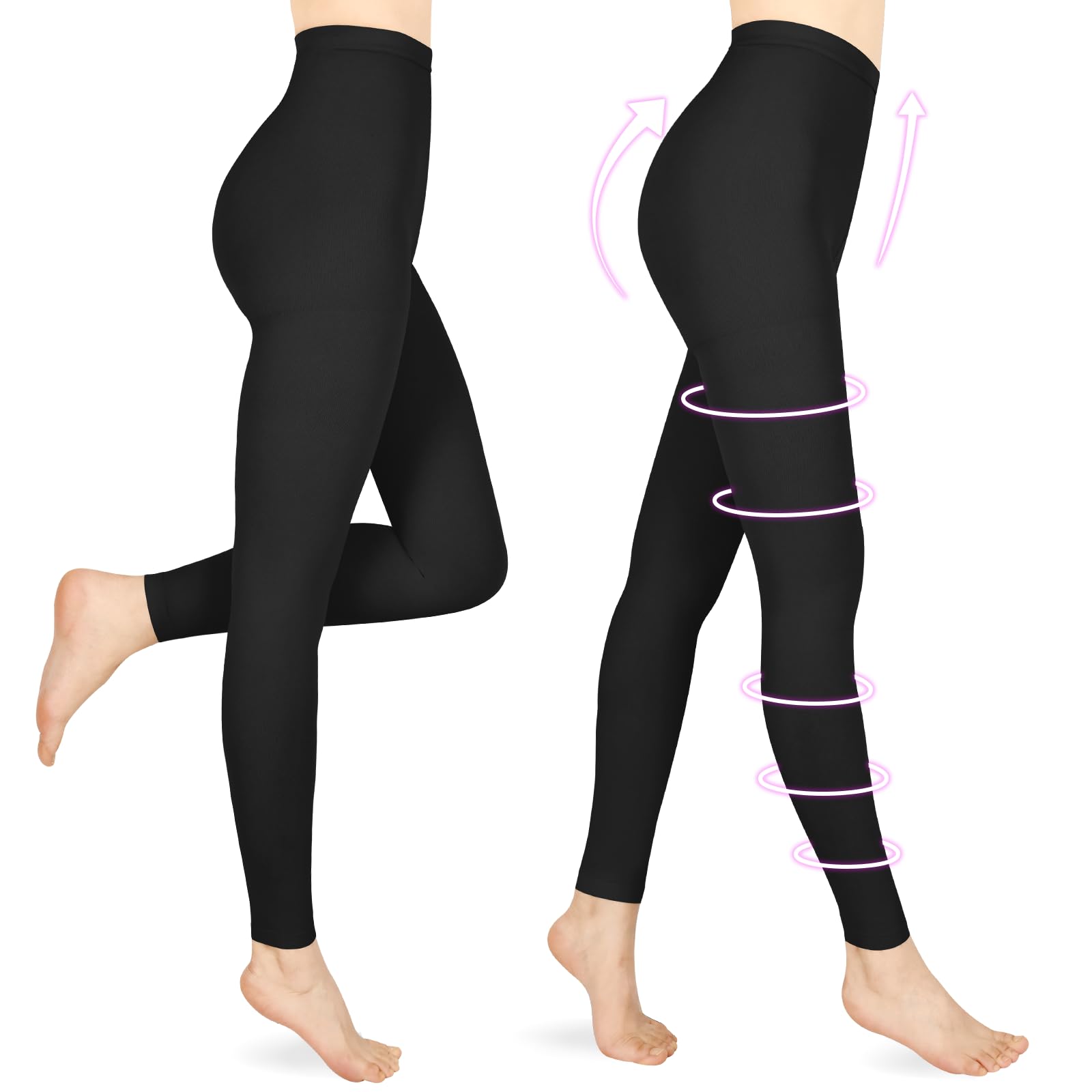 WegitcsCompression Pantyhose for Women & Men, Footless 20-30mmHg Medical Graduated Compression Leggings, Waist High Support Tights, Opaque Stockings for Varicose Veins Edema Post Surgery