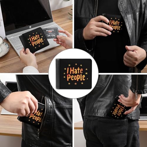 I Hate People Slim Bifold Wallets Fashion Credit Card Holder Wallet Unisex Purse Travel3
