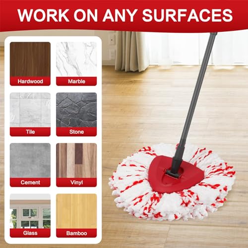 Image of 3 Pack Spin Mop Heads with Scrubbing Pad - 2026 Upgraded 2-in-1 Mop Head for EasyWring 1-Tank System. Built-in Scrub Pads for Stuck-on Grime, 40% More Cleaning Power Mop Refills.