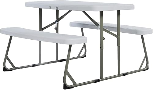 Flash Furniture Mesa de picnic y bancos de plástico plegable fácil para niños, grado comercial, recomendado para hasta 5 años, juego de 1, color