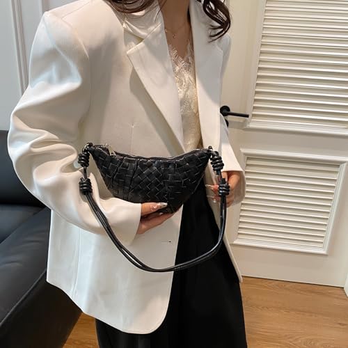 Woven Small Crescent Purse Small Crossbody Bags Mini Crescent Crossbody Bags for Women Woven Croissant Phone Purse2