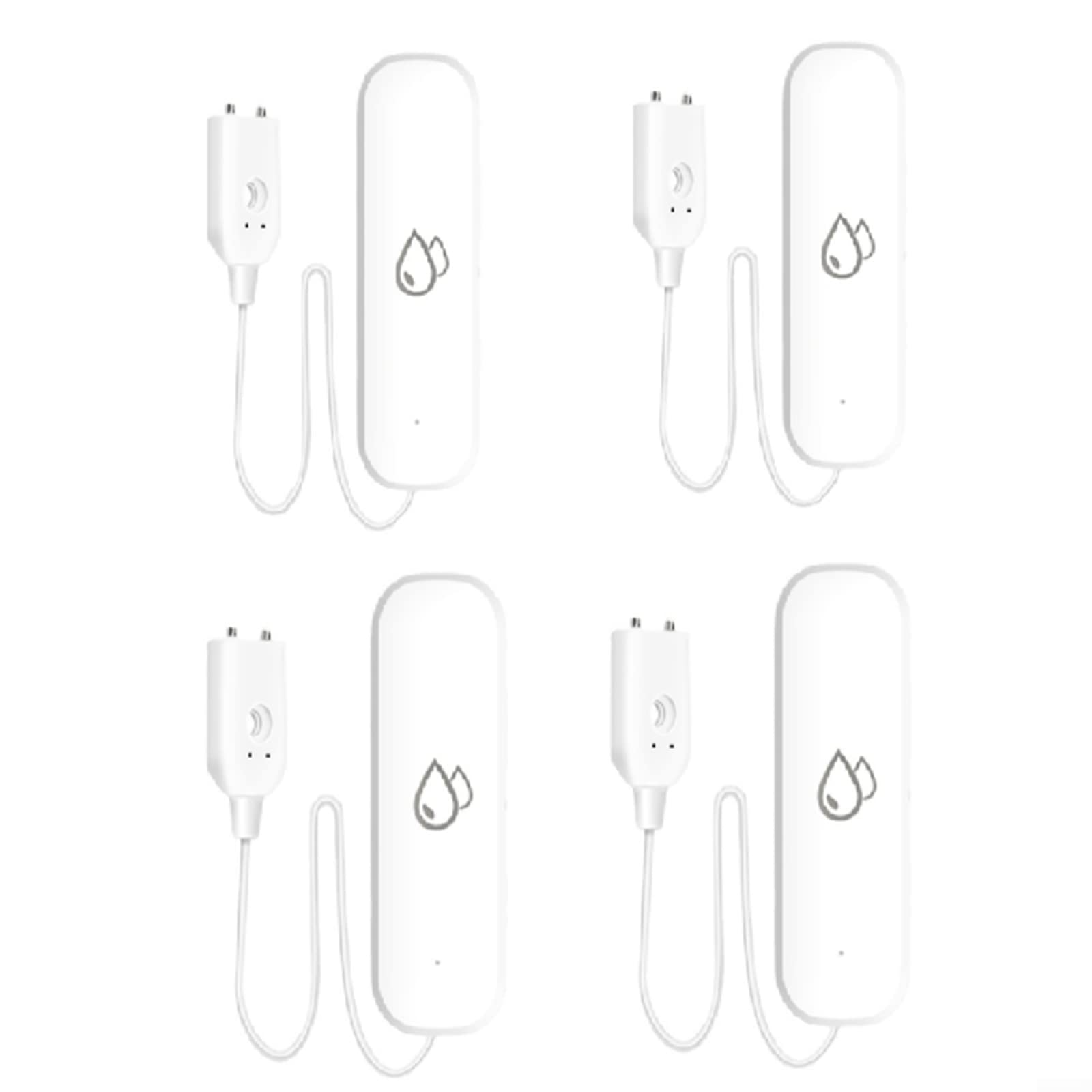 QOXEZY 4 x Wasseralarm, WLAN-Wasserleck-Detektor, intelligente App-Benachrichtigung, Wassersensor-Alarm, Flut- und Leckdetektor, für Heimsicherheit, Küche, Badezimmer, Keller