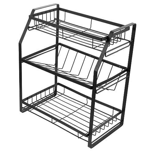 FUNOMOCYA 1 Pieza Estante De Condimento De Múltiples Capas Estantes De Almacenamiento De Cocina Bastidores De Especias Estante De Almacenamiento De Cocina Black Acero Carbono