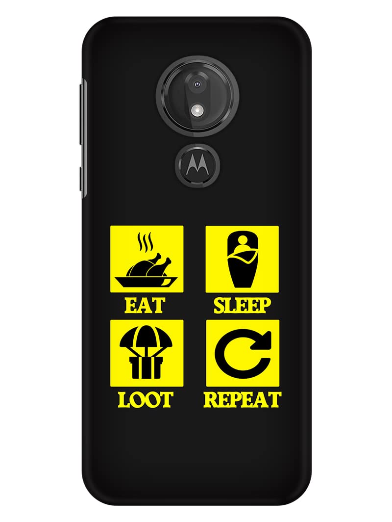 JugaaduStoreDesigner Printed Slim Fit Hard Case Back Cover for Motorola Moto G7 Power | Eat Sleep Loot Repeat (Polycarbonate)
