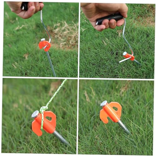 Estacas para tienda de campaña Anneome 10 pcs con cabezas de plástico, acero y naranja para camping y senderismo miniatura 2