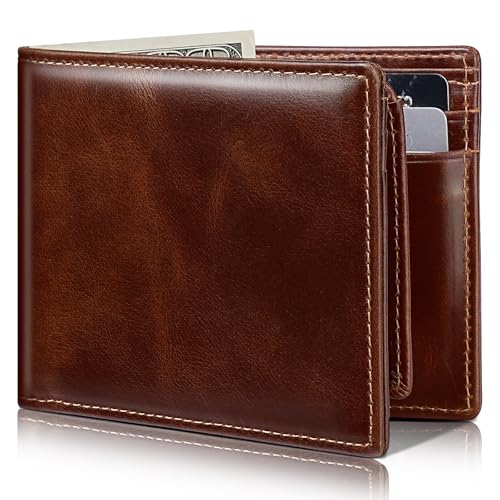 Image of Artpaxy Mens Wallet Bifold Genuine Leather RFID Blocking Wallet for Men with 2 ID Windows 12 Card Holders 2 cash pockets 1 Gift Box