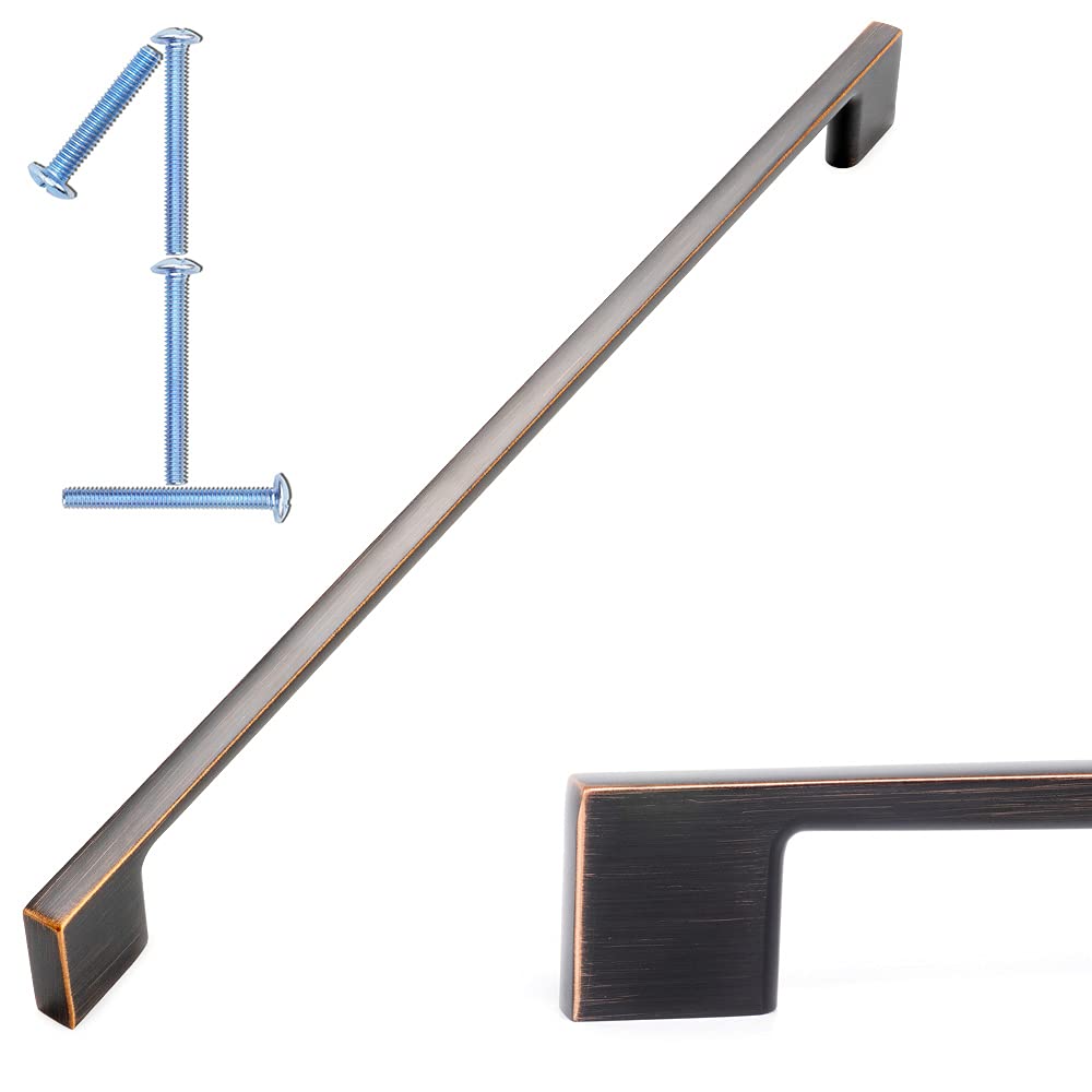 KOOFIZO 1 Pack 11-5/16 Inch Oil Rubbed Bronze Kitchen Cabinet Pulls Rubbed Bronze Cabinet Handles Bronze Cabinet Hardware for Kitchen Cabinets Drawer P01 Dresser Cupboard Bedroom Bathroom