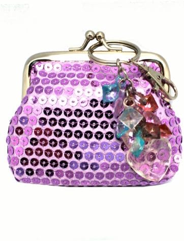 Small Light Purple Coin Purse with Heart Keychain - Small Coin Bag