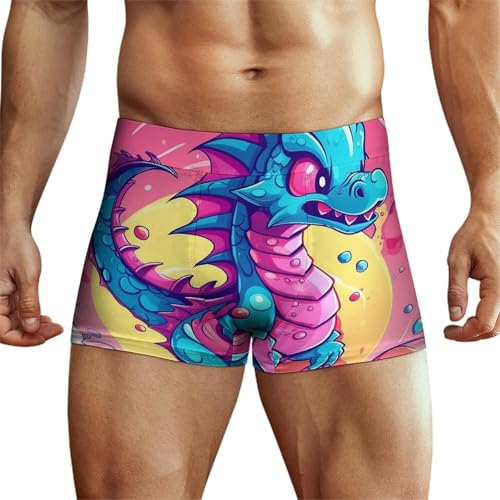 Men's Boxer Briefs Stretch Boxer Briefs for Men Cartoon Dragon Pattern Underwear Boxers Moisture Wicking Trunk4