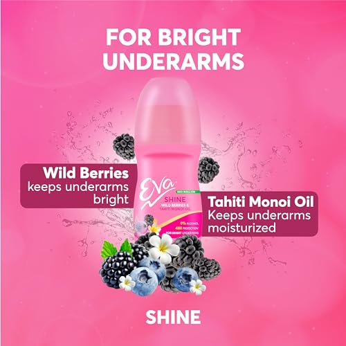 Image of EVA Female Shine Underarm Deo Rollon | Bright Underarms 50Ml & Purse Perfume Charm | Floral 18 Ml Combo Pack