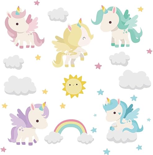 Miniatura 6 de Calcomanías de pared, calcomanías decorativas extraíbles, patrón de unicornio