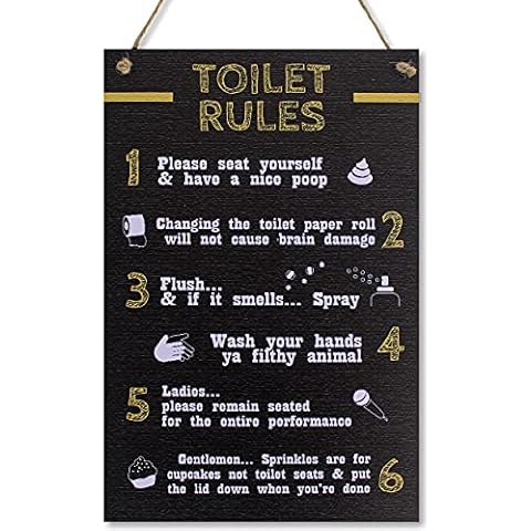 CARISPIBET Toilet Rules Home signs bathroom signs house decorative plaques funny signs for house décor bathroom decor home accessory 8''x12'' Cover
