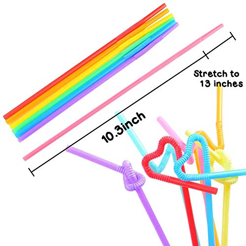 Hansgo Disposable Colorful Drinking Straws, 100Pcs 7 Colors Flexible Straws,13Inch Extra Long Straws Party Decorations #TOP1