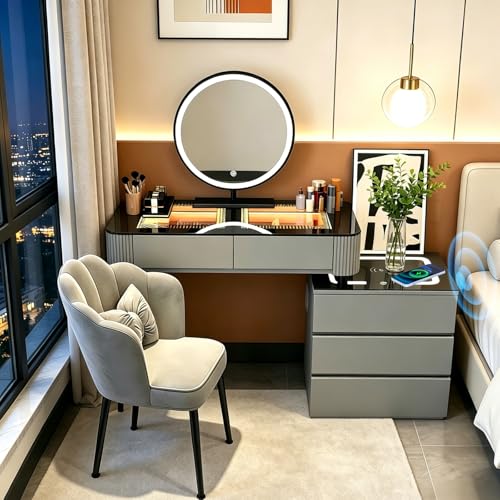 Mesa de maquillaje con brillo ajustable e iluminación adaptada para cosméticos 2