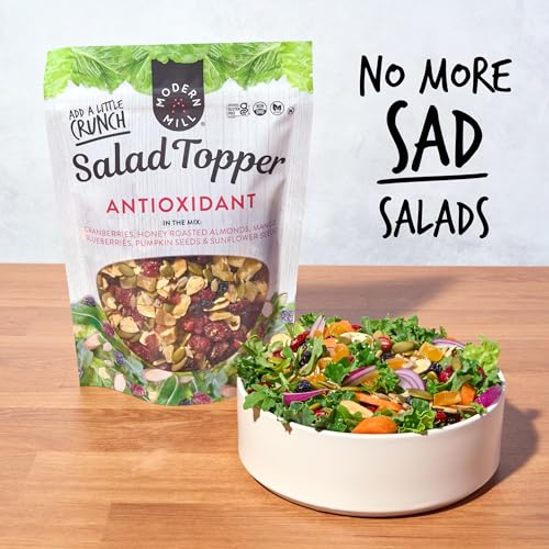 Image of Modern Mill Antioxidant Salad Topper By Gourmet Nut - Mixed Nuts (Almonds), Dried Cranberries & Blueberries, Sunflower Seeds & Pumpkin Seeds - Gluten Free, Low Sodium, Kosher, Plant Protein, 12oz. Bag