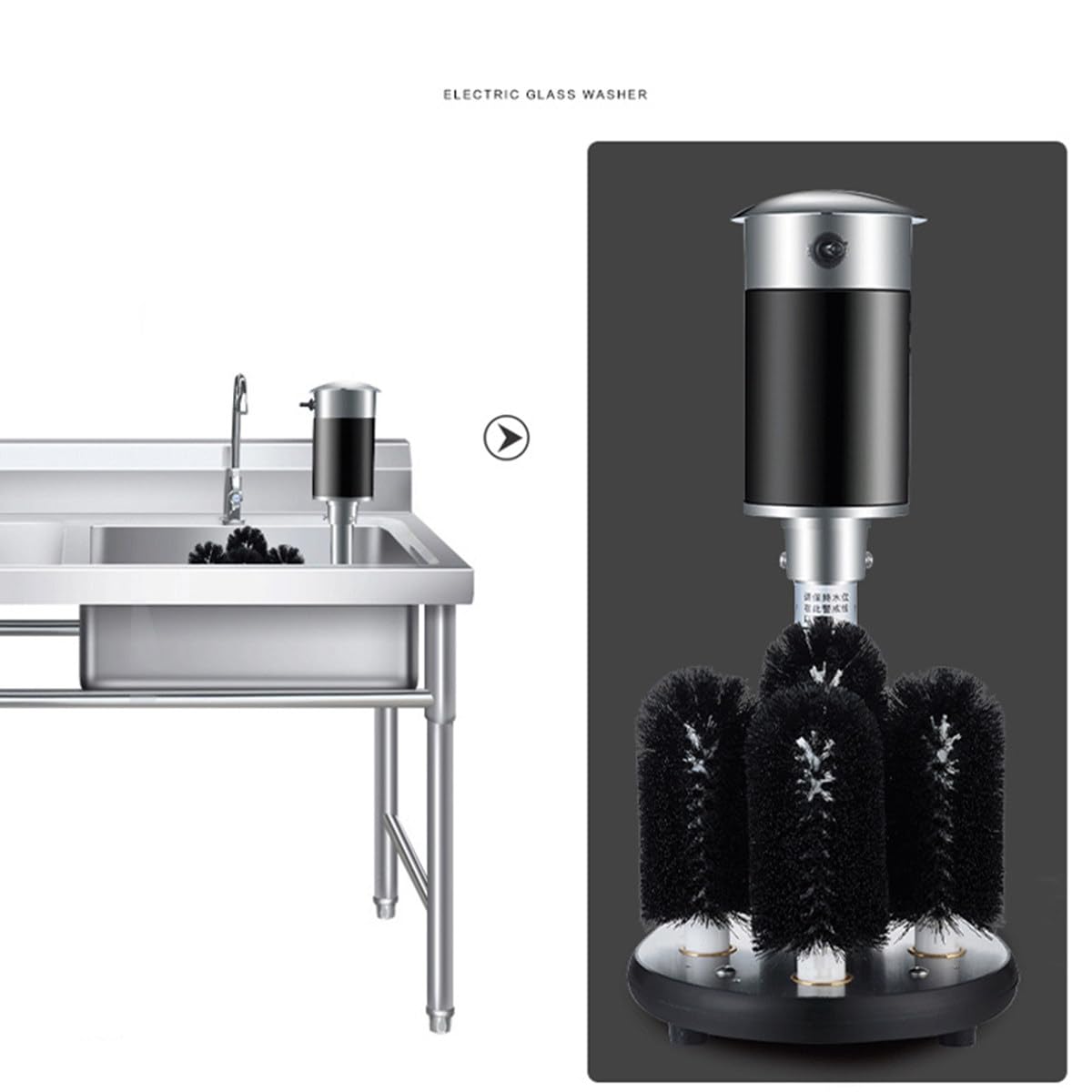 Laveuse automatique de verre avec 5 brosses, nettoyage haute efficacité pour hôtels, restauration, bars et restaurants, peut contenir jusqu'à 800 verres par heure