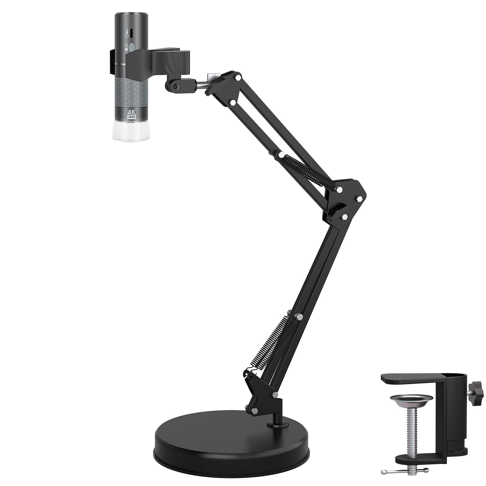 Ninyoon 4K WiFi Microscope with Max 21 Inch Height Stand & Table Clamp, 50-1000X USB Digital Microscope 3840x 2160P Camera, Work for iPhone Android