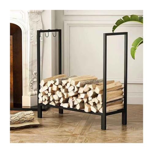 Soporte de metal para leña, fácil montaje, para interiores y exteriores, solución de almacenamiento de troncos