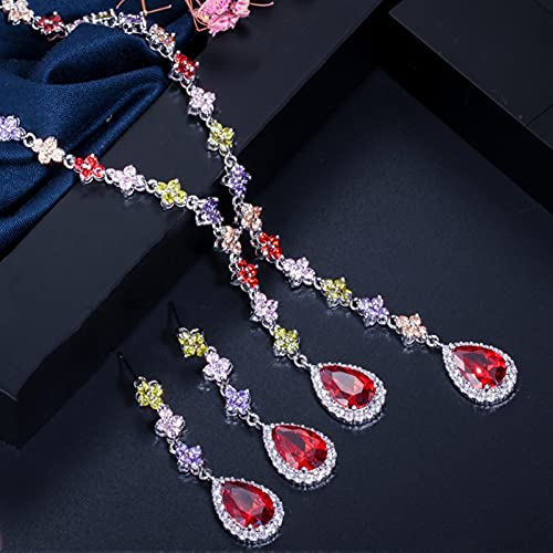 Conjunto de pendientes de fiesta y collar de zirconia para regalar a mujeres
