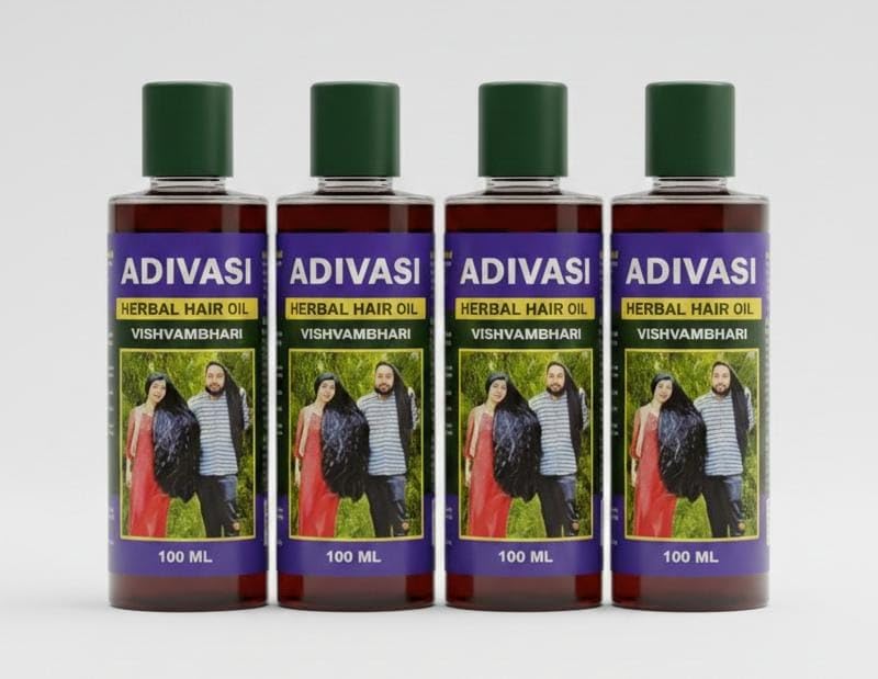 Adivsi Ayurvedic Hair Oil Pack for Hair Fall Control and Strong Hair Growth, 100ml x 4 Bottles, Suitable for All Hair Types-image-35
