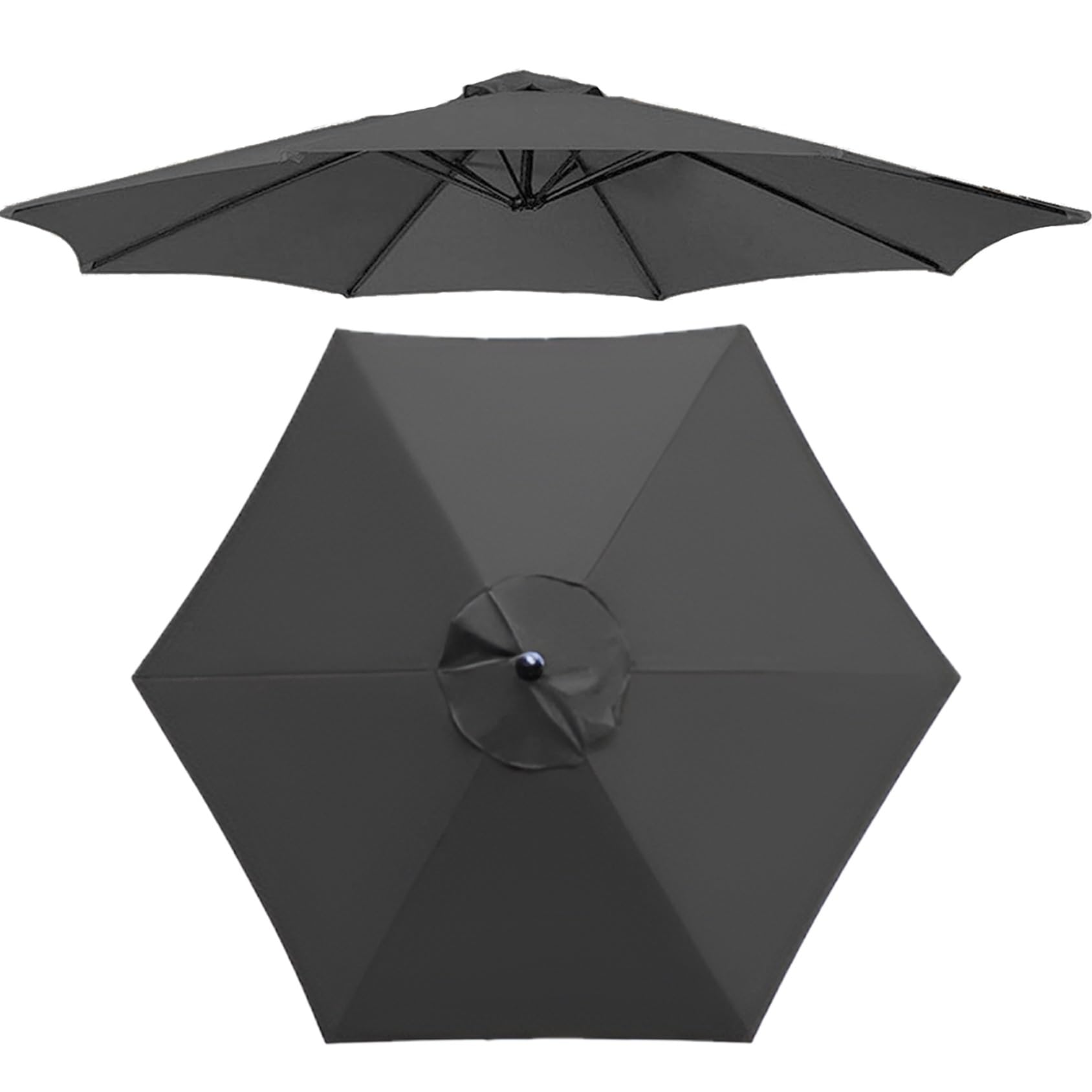 200cm/270cm/300cm (6 Arms/8 Arms) Umbrella Replacement Cloth Replacement Parasol Canopy Replacement Parasol Fabric Cover For Patio Sun Umbrella, Market Table Umbrella (Canopy Only)(Color:Gray,Size:6 r