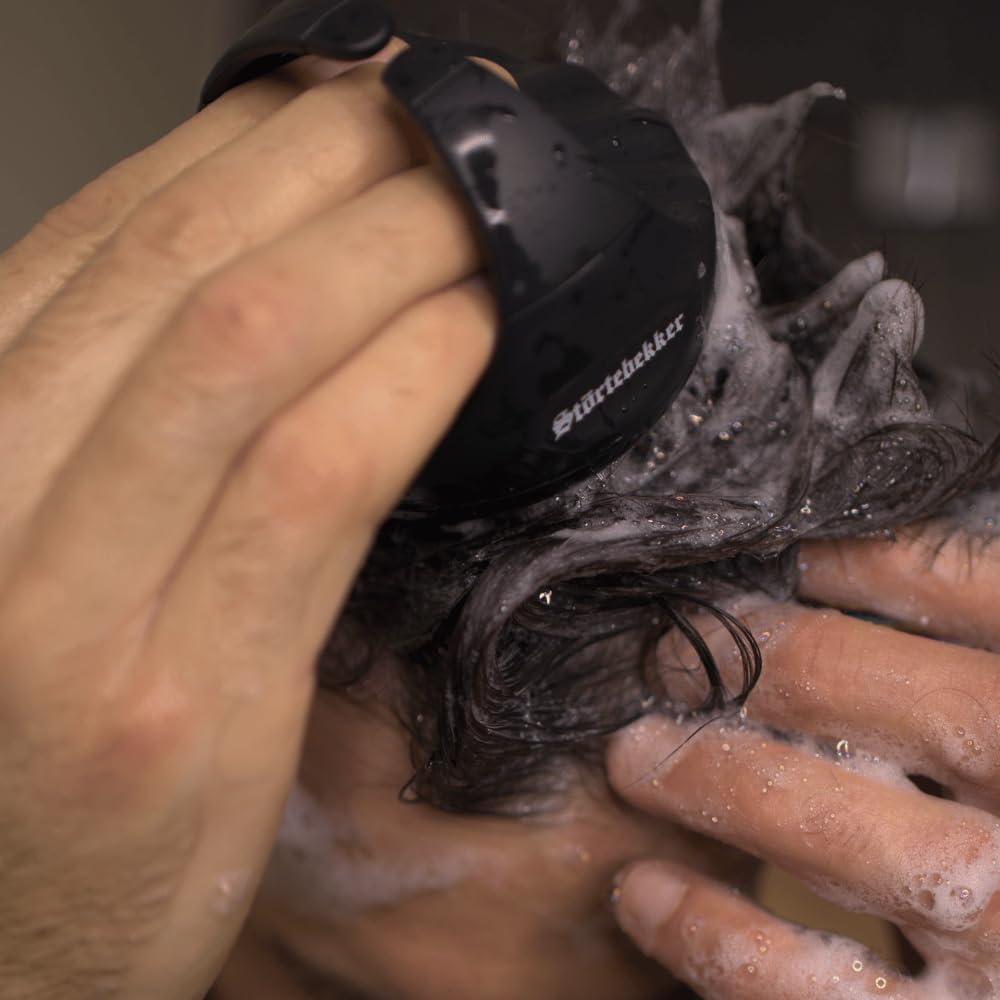 Störtebekker® Premium Duschset - Festes Shampoo Anti-Schuppen (x3), Sisalsäckchen, Seifendose Aluminium + GRATIS Scalp Brush - Shampoo Set für Haare & Kopfhaut - Handgefertigt