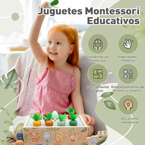 Miniatura 2 de Almaxi Juguetes Montessori 1 Años, Juguete Bebe 1 Año Safari Juegos Educativos Niños 1 2 3 Años, 9 En 1 Juguetes Niños 1 2 3 Años Montessori Madera, Regalos Niños 1 2 3 4 Años