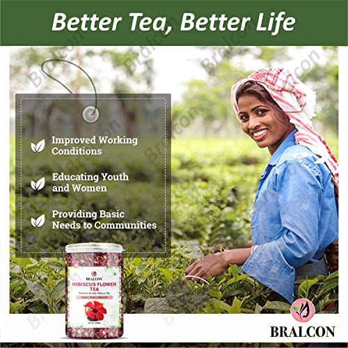 Image of BRALCON Hibiscus Flower Tea 100g | Premium Dried Whole Leaf Infusion | 100% Natural Herbal for Iced Drinks & Cocktails | Pure Floral Botanical
