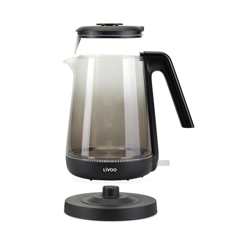 Livoo - Czajnik szklany 1,7L DOD216N - 1850W - 2200W, szkło borokrzemowe, podświetlenie wnętrza