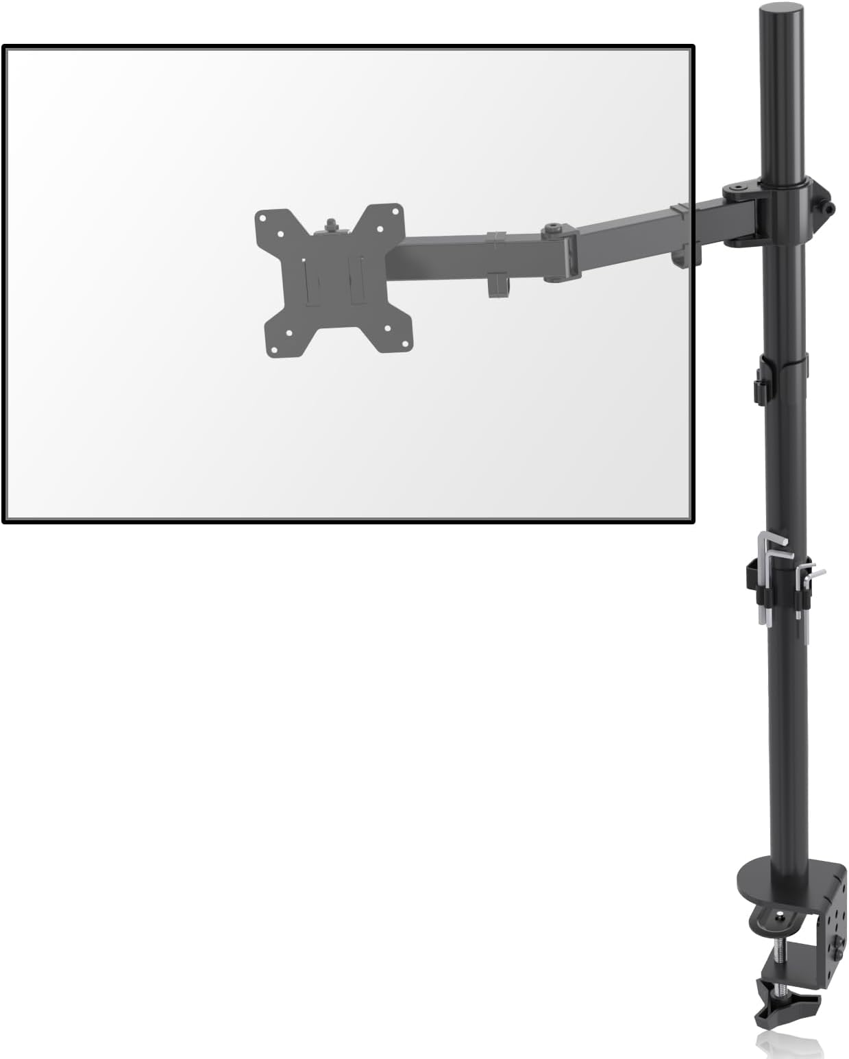 Single Monitor Arm Desk Mount Fully Adjustable Monitor Stand for 1 / One Screen up to 32 inch Extra Tall 31.5 inch Pole,Black (MD6821)
