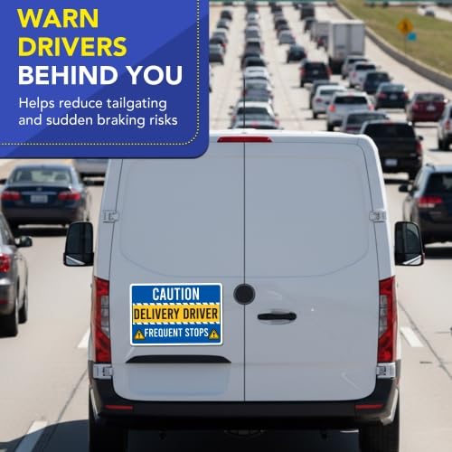 Image of Magnet Me Up 12 inch x 18 inch Caution Frequent Stops Delivery Driver Magnet for Car - Safety Warning Vehicle Magnetic Sign for Delivery Drivers, Weatherproof UV Printed Vinyl, Crafted in USA
