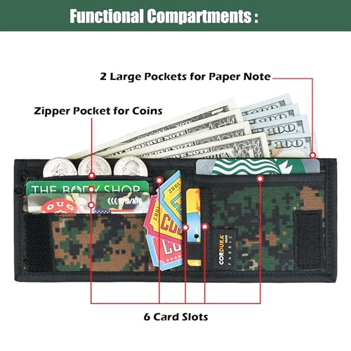 Rough Enough Boys Wallet for Teen Kids Slim Thin Bifold with Coin Zipper Pocket Green Camo3
