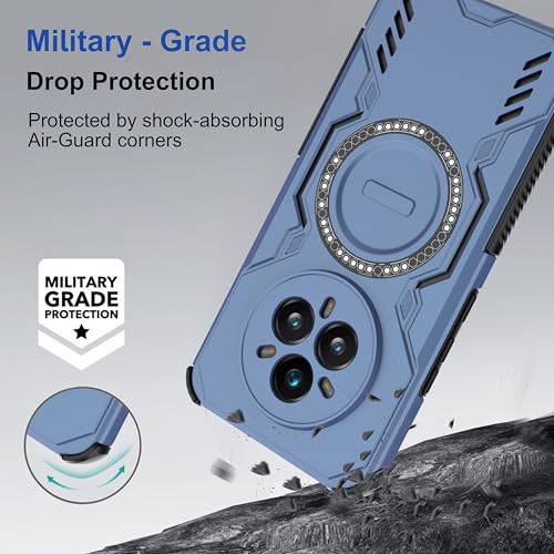 Image of amazon basics Back Case Cover for Realme 14 Pro Plus 5G | MagSafe Case with Built-in Metal Ring | Supports MagSafe Charger, Wallet & Car Mount | Shockproof Hybrid PC + TPU | Blue